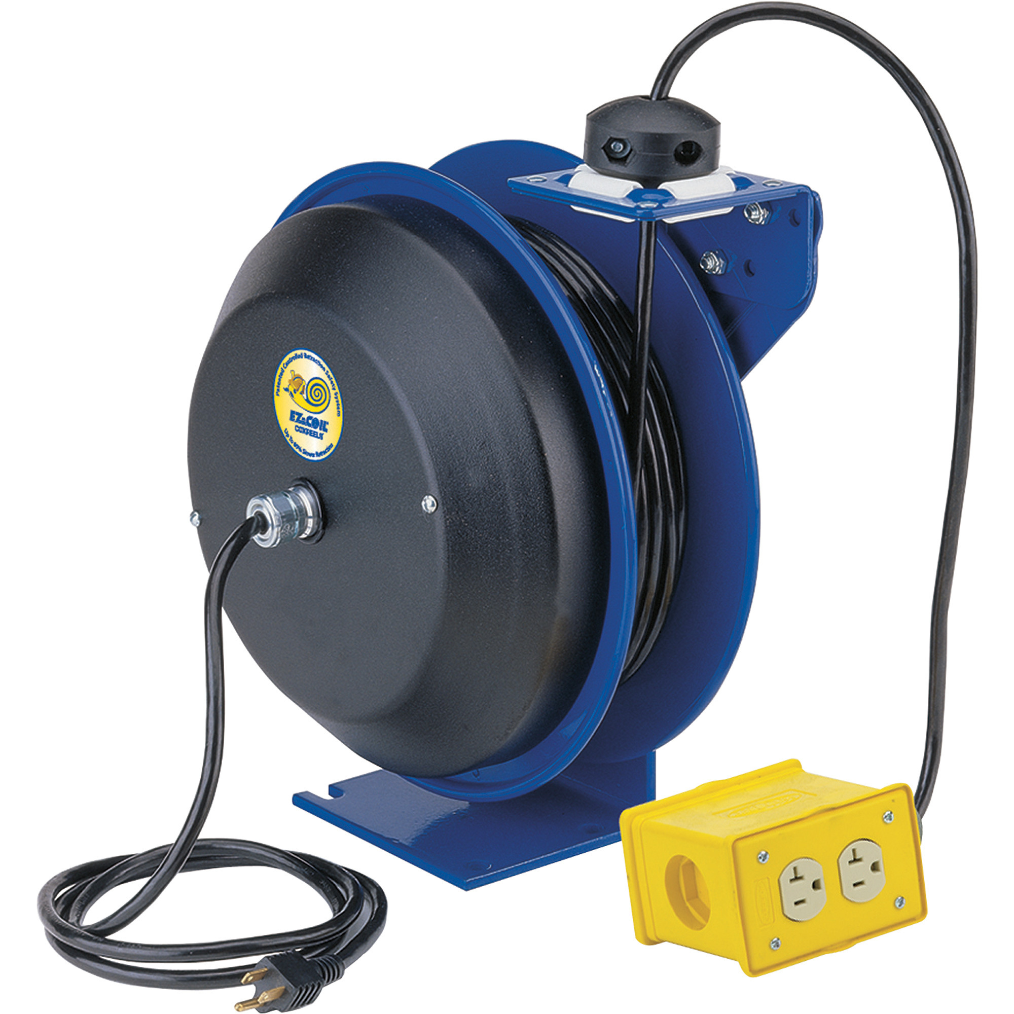 Coxreels EZ-Coil Safety Series Extension Cord Reel, 50ft., 12/3 Cord with Quad Receptacle, Model# EZ-PC13-5012-B